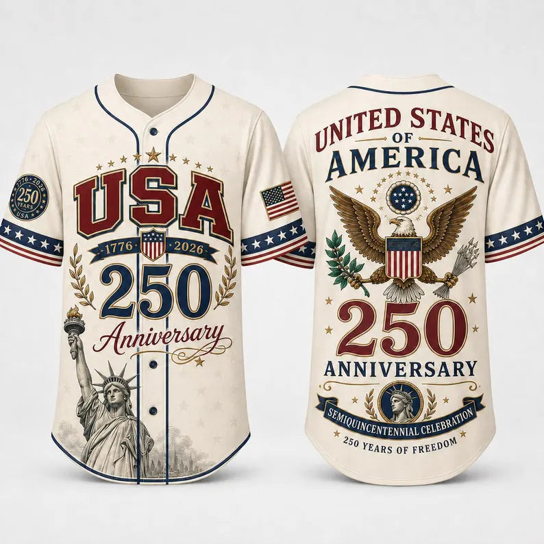USA 250th Anniversary Baseball Jersey, 1776 2026 Patriotic American Flag Button Shirt, Proud To Be American Freedom Jersey, 4th Of July Gift