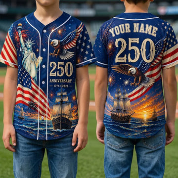USA 250th Anniversary Baseball Jersey, America's Freedom Shirt, American Flag Jersey, Independence Shirt, 1776–2026 Jersey, Patriotic Jersey