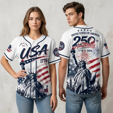 USA 250th Anniversary Baseball Jersey, Patriotic American Flag Liberty Eagle 1776-2026 Independence Day Shirt