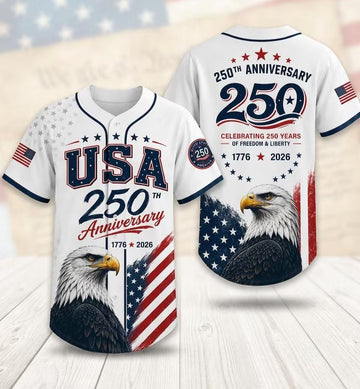 USA 250th Anniversary Baseball Jersey, Patriotic Independence Day Shirt, America Birthday Outfit, Adult Kids 4th Of July Sports Jersey