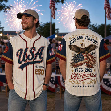 USA 250th Anniversary Baseball Jersey, Patriotic Statue of Liberty Print Shirt, Independence Day Jersey