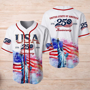 USA 250th Anniversary Custom Baseball Jersey, Personalized 1776–2026 Patriotic Shirt, American Flag Baseball Jersey, Fourth of July