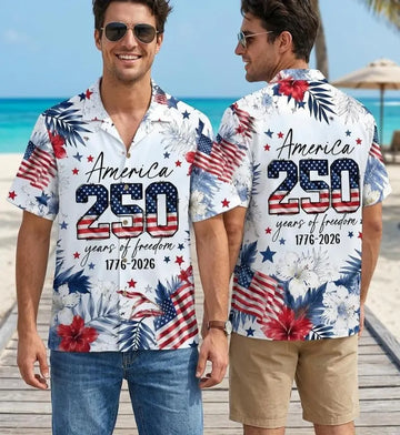 USA 250th Anniversary Hawaiian Shirt – American Eagle Patriotic Shirt, Father's Day Gift