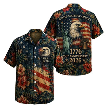 USA 250th Anniversary Hawaiian Shirt, Eagle Patriotic Aloha Shirt 2026