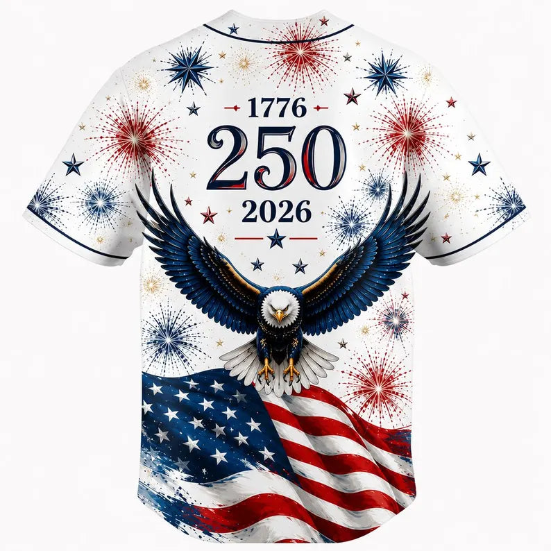 USA 250th Baseball Jersey  Custom 1776-2026 Patriotic Shirt 4th of July Family Matching Outfits Independence Day Button Up