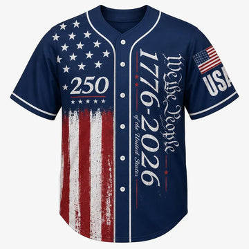 USA 250th Baseball Jersey We The People 1776-2026 Shirt  Patriotic American Flag Men Button Up  Father's Day 4th of July Gift