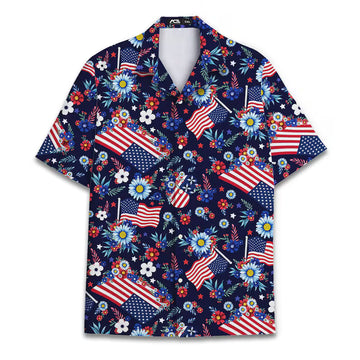 USA Flag America Hawaii Beach Hawaiian Shirt Button Down Short Sleeve Shirt for men Men's Tropical Shirt Holida