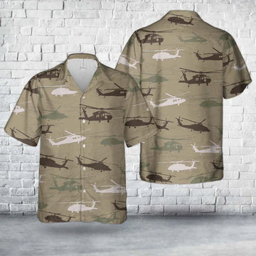 US Army Sikorsky UH-60 Black Hawk Silhouette Hawaiian Shirt HO3190
