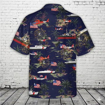 US Coast Guard 250th Anniversary Hawaiian Shirt, America 1776-2026 Semiquincentennial Gift, Modern Patriotic Stars and Stripes Men's Shirt
