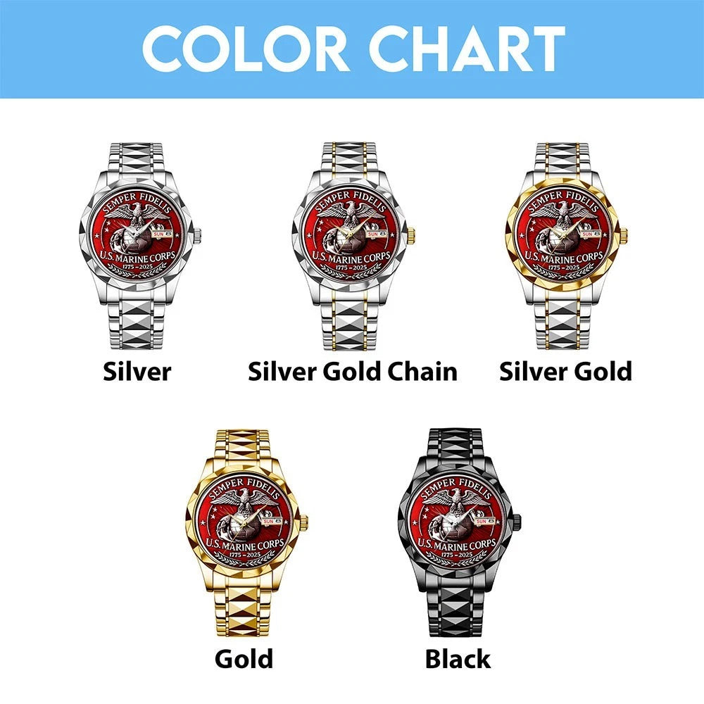 US Marine Corps 250th Anniversary 2025 Alloy Luxury Quartz Watch