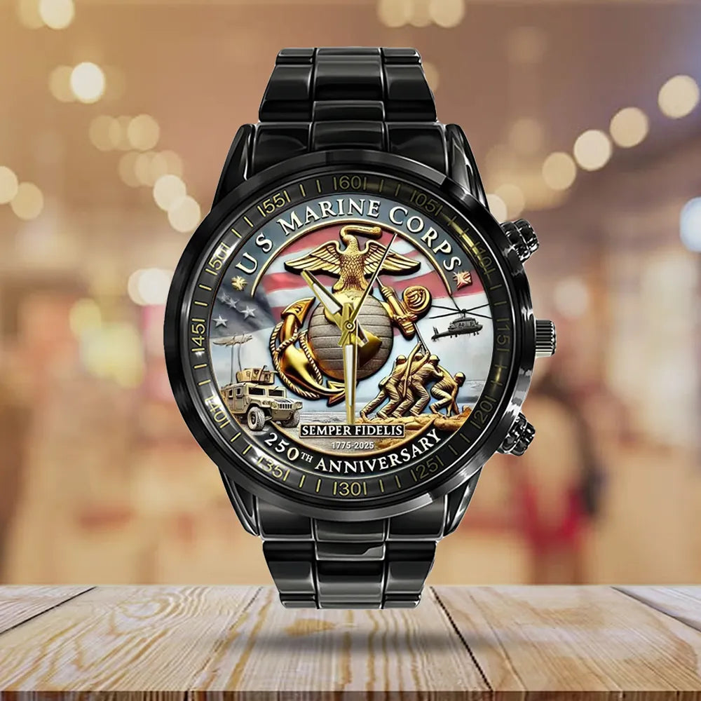 US Marine Corps Black Stainless Steel Watch – MAITM 12180