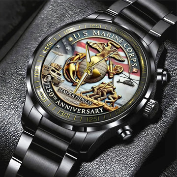 US Marine Corps Black Stainless Steel Watch – MAITM 12180