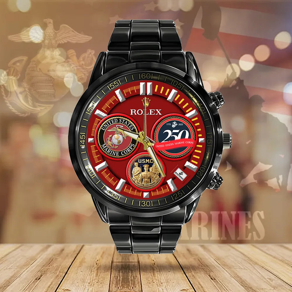 US Marine Corps Black Stainless Steel Watch – MAITM 12200