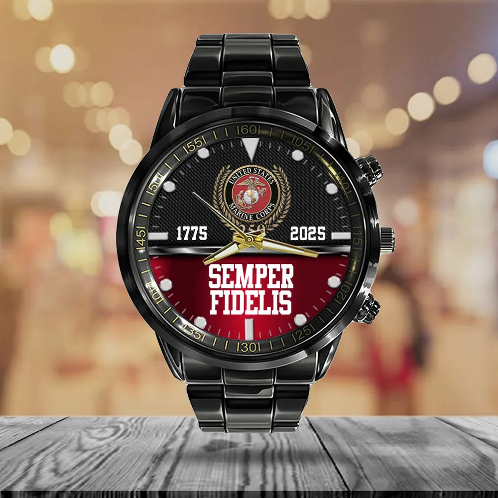 US Marine Corps Black Stainless Steel Watch – MAITM 12311