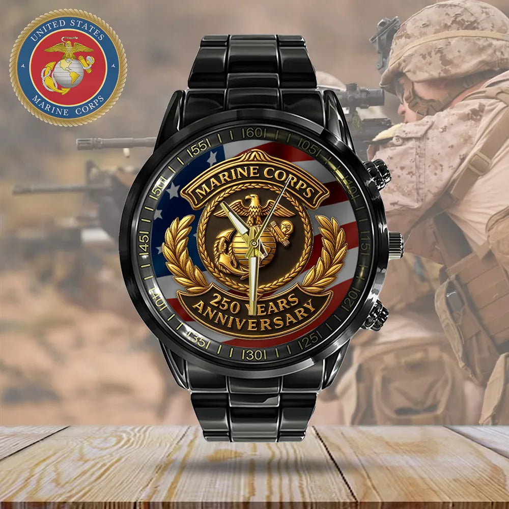 US Marine Corps Black Stainless Steel Watch – TMTHU 238