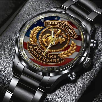 US Marine Corps Black Stainless Steel Watch – TMTHU 238
