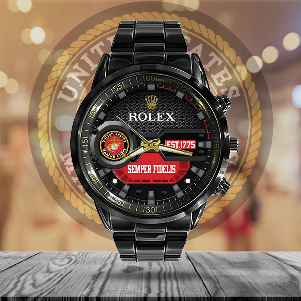 US Marine Corps x Rolex Black Stainless Steel Watch – MAITM 12156