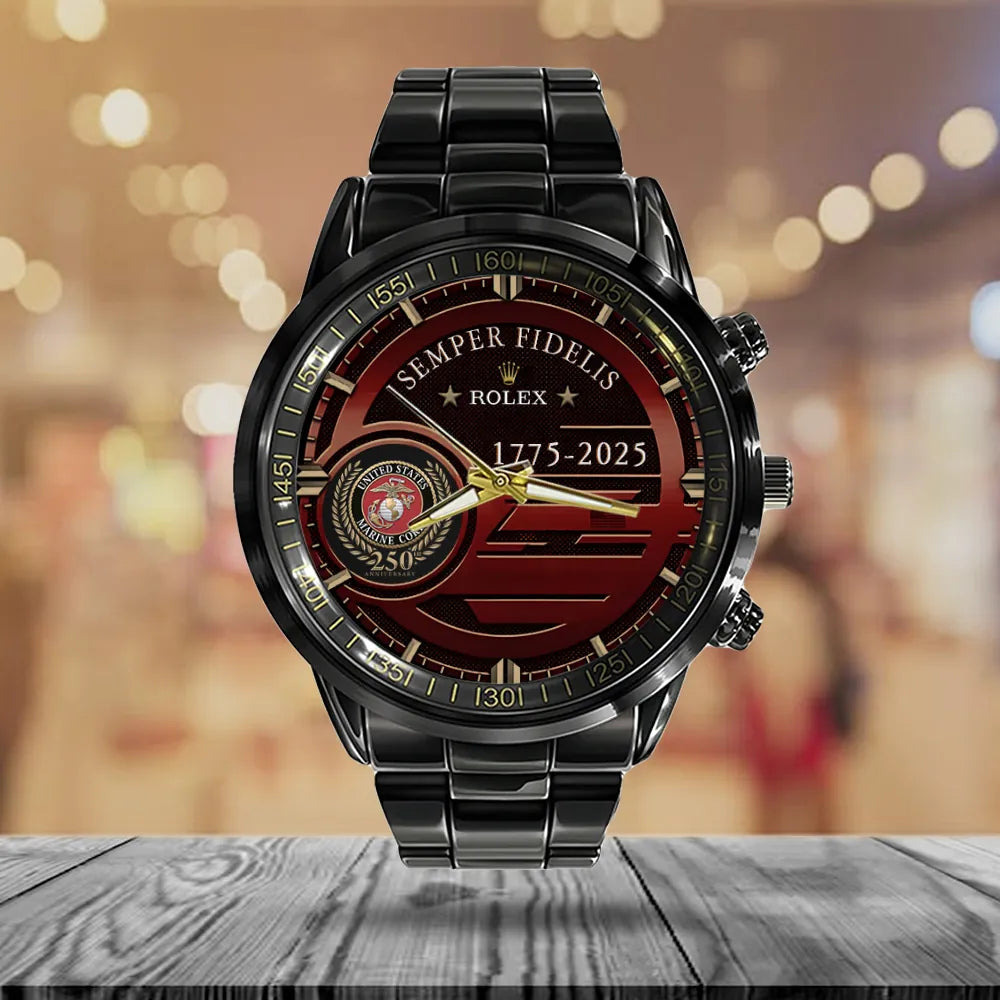 US Marine Corps x Rolex Black Stainless Steel Watch – MAITM 12338