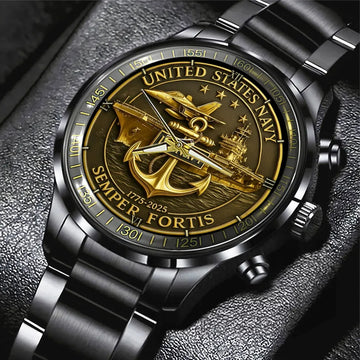 US Navy 250th Anniversary 2025 Black Stainless Steel Watch – TMTHU1464