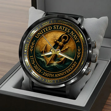 US Navy 250th Anniversary Black Stainless Steel Watch – HOATT13650