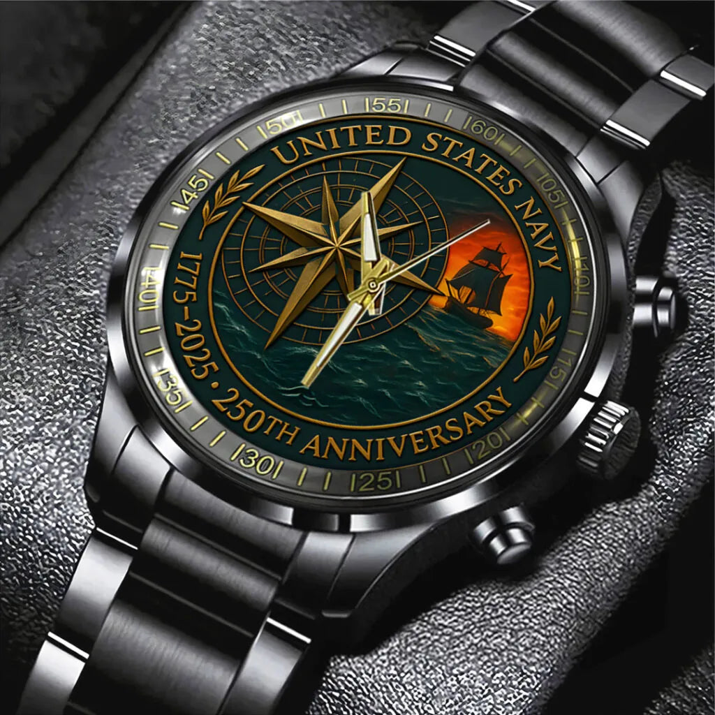 US Navy 250th Anniversary Black Stainless Steel Watch – TANTN17236