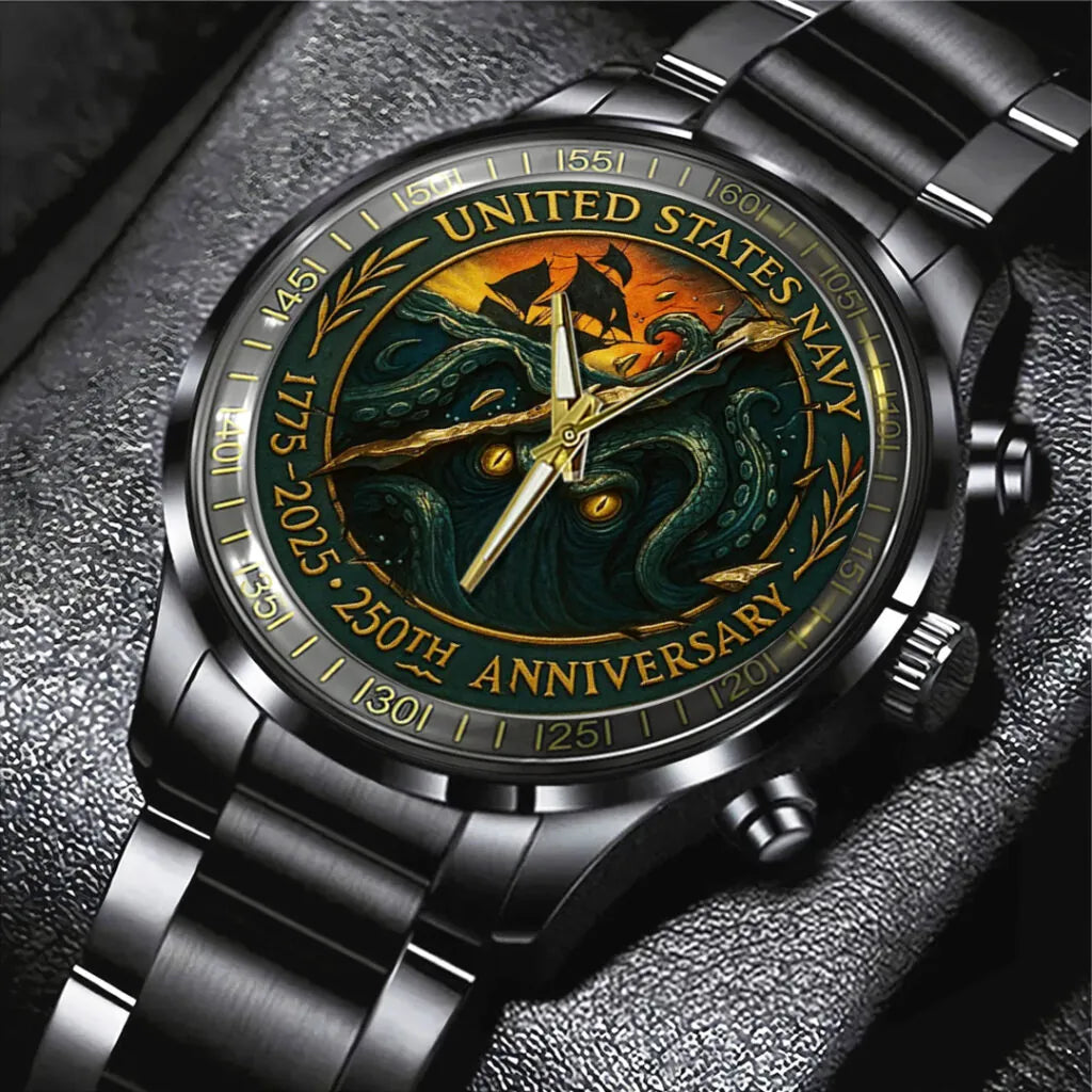 US Navy 250th Anniversary Black Stainless Steel Watch – TANTN17238