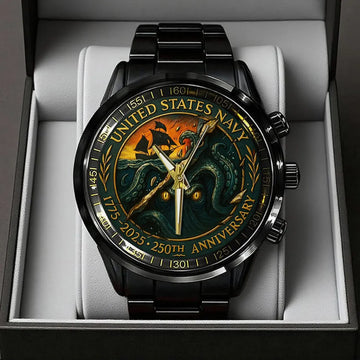 US Navy 250th Anniversary Black Stainless Steel Watch – TANTN17238