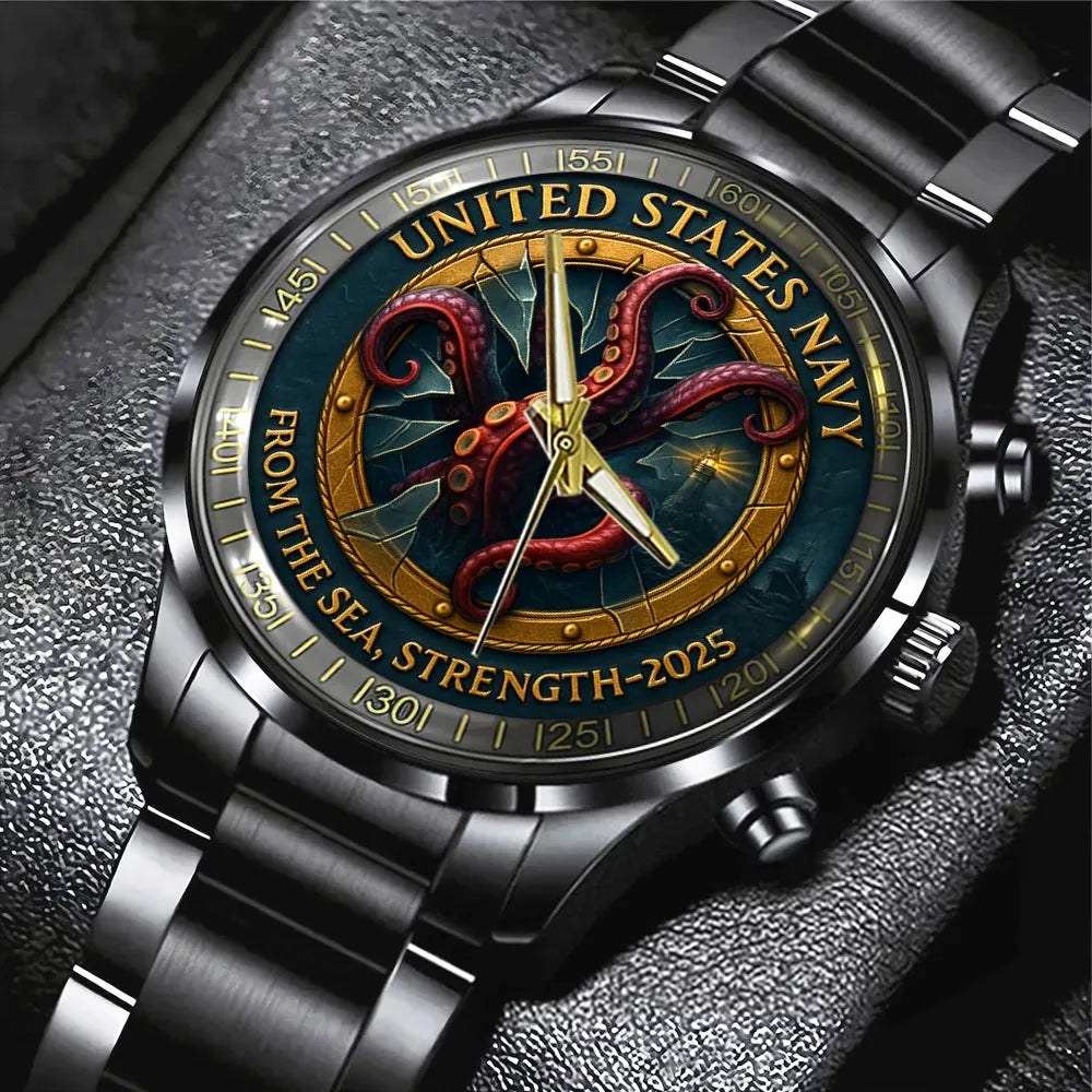 US Navy 250th Anniversary Black Stainless Steel Watch – TANTN17365