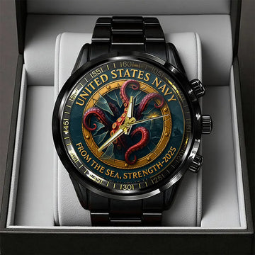 US Navy 250th Anniversary Black Stainless Steel Watch – TANTN17365