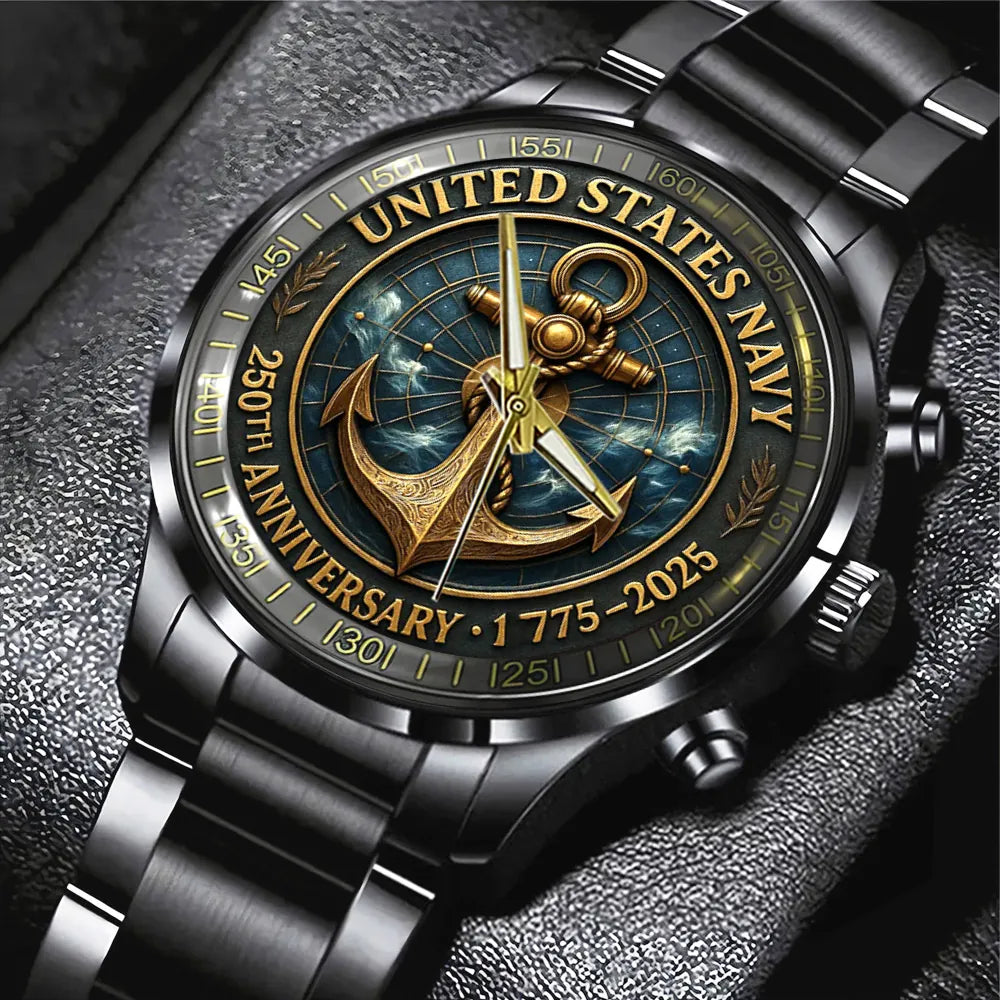 US Navy 250th Anniversary Black Stainless Steel Watch – TANTN17367