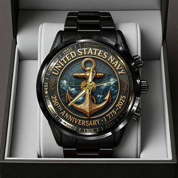 US Navy 250th Anniversary Black Stainless Steel Watch – TANTN17367
