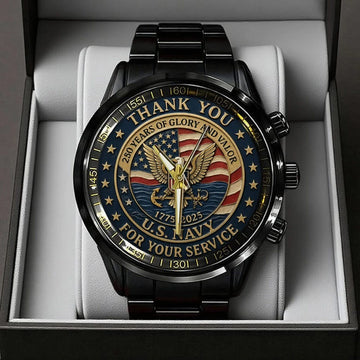 US Navy Black Stainless Steel Watch