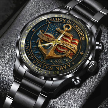 US Navy Black Stainless Steel Watch-PX1136