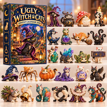 Ugly Witch Cats Advent Calendar 2026 - 24-Day Countdown, Acrylic Charms