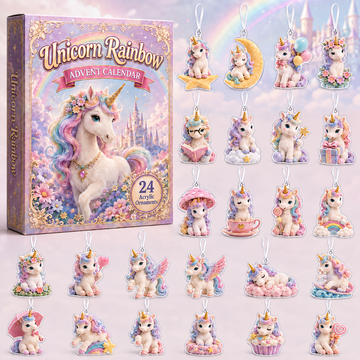 Unicorn Rainbow Advent Calendar 2026 24 Day Festive Countdown Acrylic Charms Blind Box Gift For Fantasy Lovers