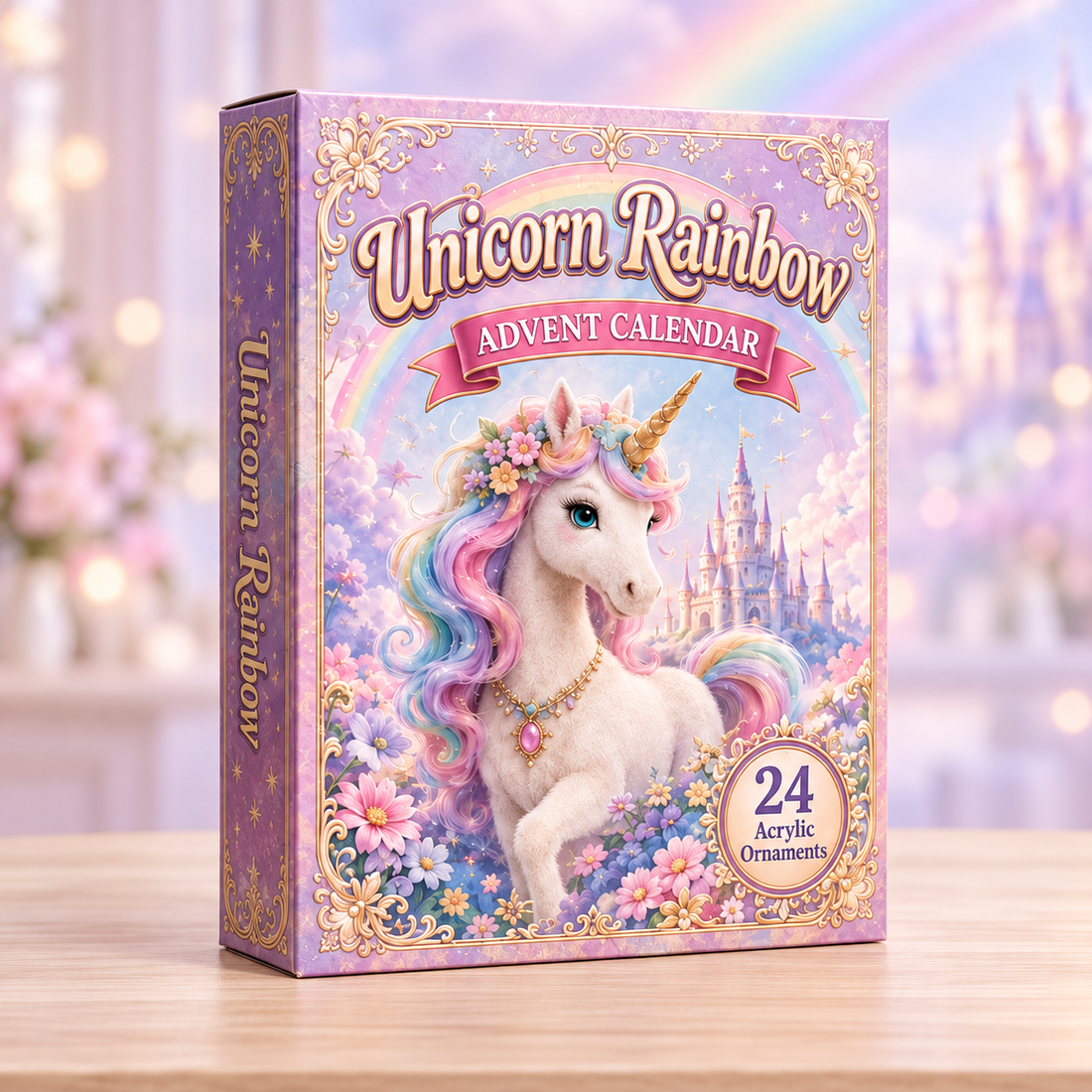 Unicorn Rainbow Advent Calendar 2026 24 Day Festive Countdown Acrylic Charms Blind Box Gift For Fantasy Lovers