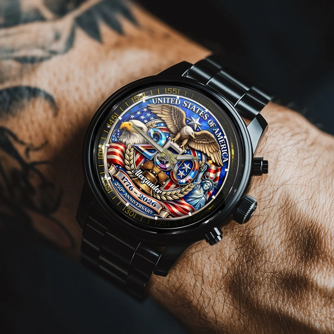 Usa 250Th Anniversary Customized Watch Personalized Name Watch Gift For American Patriots