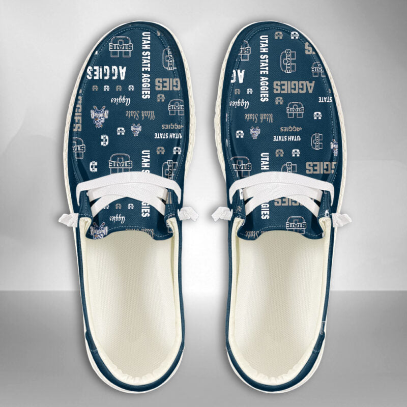 Utah State Aggies Hey Dude Shoes, NCAA Shoes -NCAA Pattern For All Teams Custom Name Shoes - Ingenious Gifts Your Whole Family