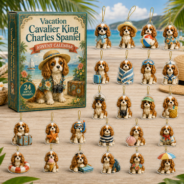 Vacation Cavalier King Charles Spaniel Advent Calendar 2026 24 Day Festive Countdown Acrylic Charms Blind Box Gift For Dog Lovers