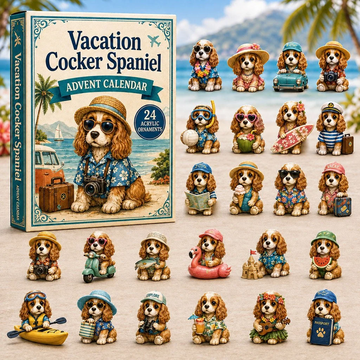 Vacation Cocker Spaniel Advent Calendar 2026 - 24-Day Countdown, Acrylic Charms Every Day Bring New Suprises