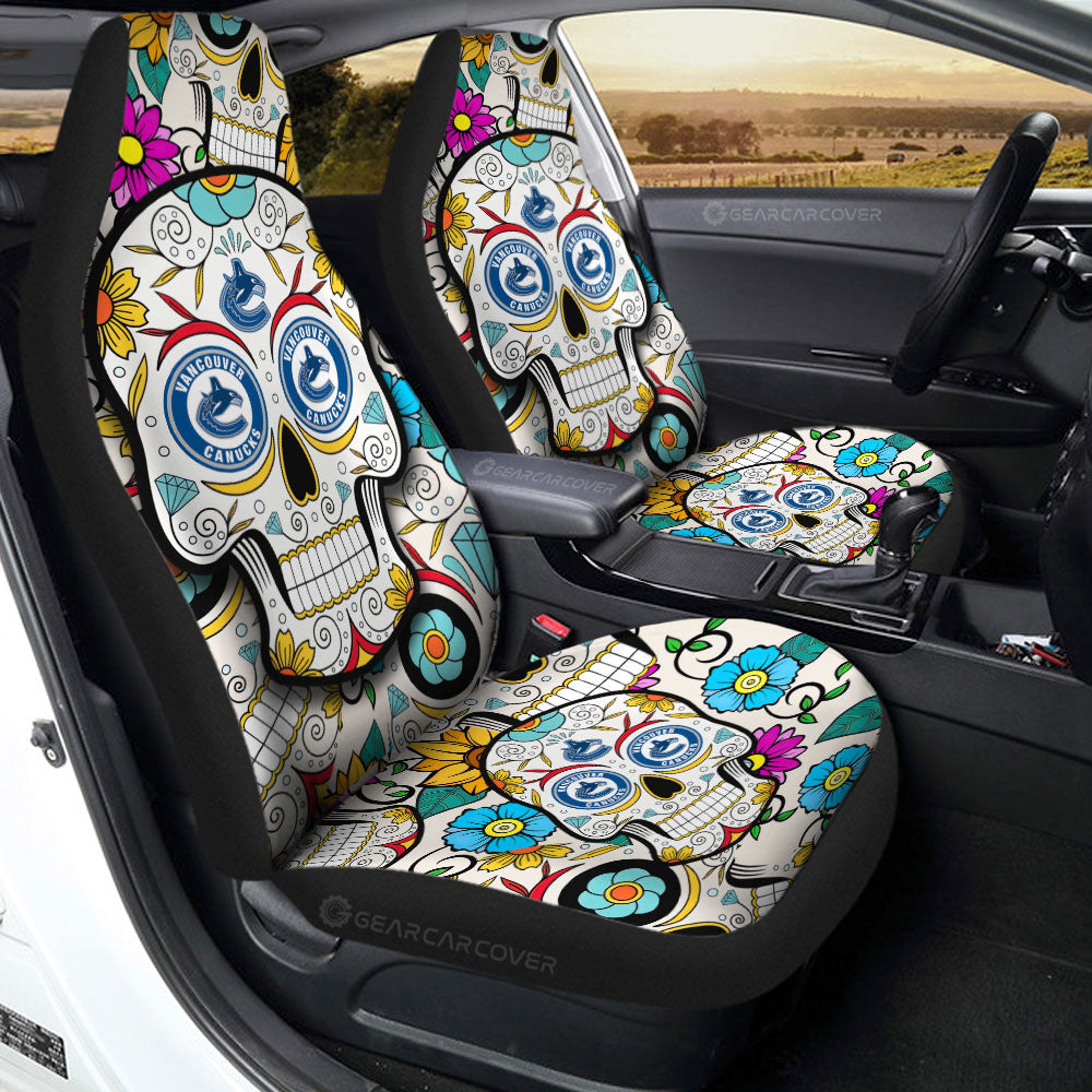 Vancouver Canucks Car Seat Covers Custom Sugar Skull Car Accessories