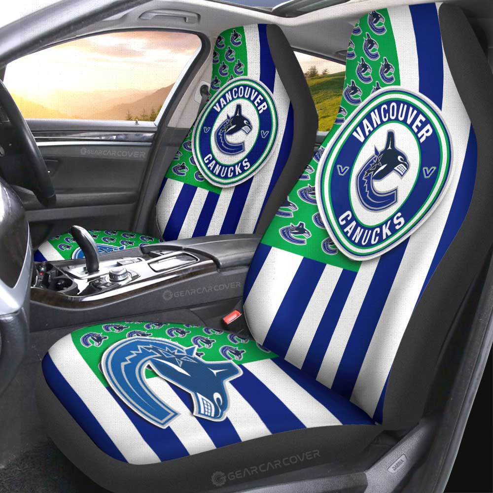 Vancouver Canucks Car Seat Covers Custom US Flag Style