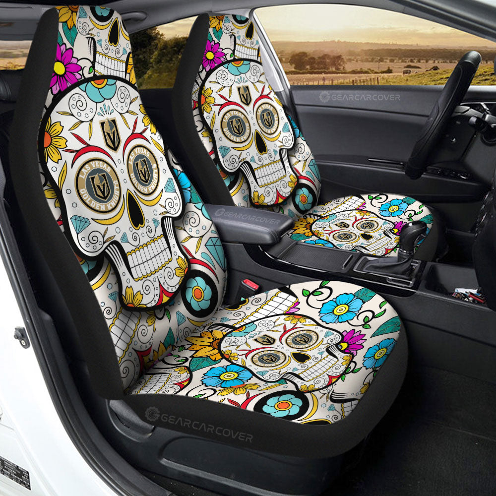 Vegas Golden Knights Car Seat Covers Custom Sugar Skull Car Accessories