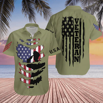 Veteran American Flag Camo Aloha Hawaiian Shirts For Men Women, 4th July Gift For Summer, Friend, Family, Veteran, Independence Day