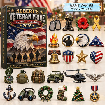 Veteran Pride Advent Calendar 2026 - 24-Day Countdown, Acrylic Charms