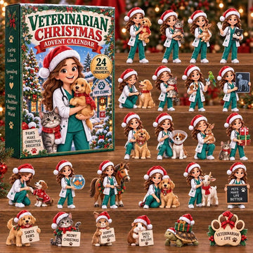Veterinarian Christmas Advent Calendar 2026 - 24-Day Countdown, Acrylic Charms