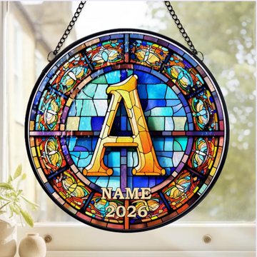 Vibrant Alphabet Personalized Window Stained Glass Hanging Family Decor Memorial Gift