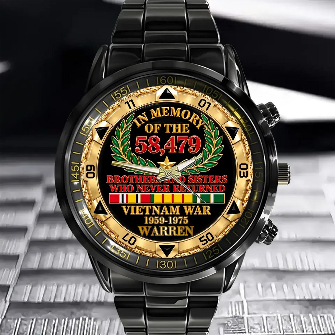 Vietnam War Memorial Watch Personalized Name 58479 Fallen Heroes Tribute Watch Gift For Vietnam Veterans Military Families