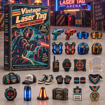 Vintage Laser Tag Advent Calendar 2026 - 24-Day Countdown, Acrylic Charms