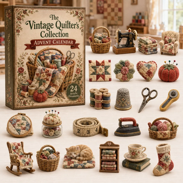 Vintage Quilting Advent Calendar 2026 - 24-Day Countdown, Acrylic Charms Every Day Bring New Suprises